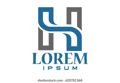 logo letter h ribbon