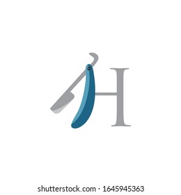 logo letter h with Shaver barber vector design 