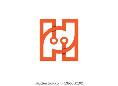 logo letter h simple technology