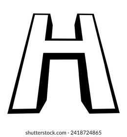 Logo letter h, tall slender font letter h perspective height