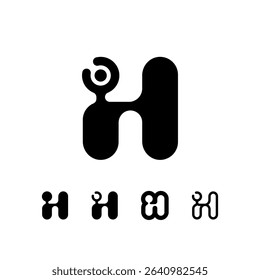 Logo Letter H, trendy modern alphabet font, set of five different letter h for your brand name design, vector illustration 10 EPS