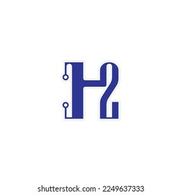 logo letter H2 technology simple and modern