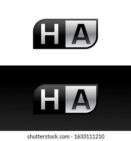 Logo letter HA with two different sides. Negative or black and white vector template design vector