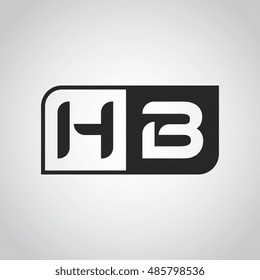 Logo letter HB with two different sides. Negative or black and white vector template design