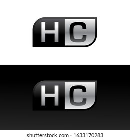 Logo letter HC with two different sides. Negative or black and white vector template design vector