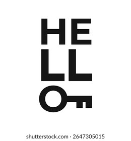 Letra de logotipo inferno ou hello com design minimalista exclusivo chave