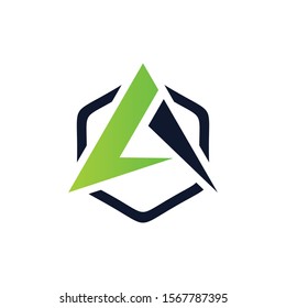 logo letter A hexagon fast up vector