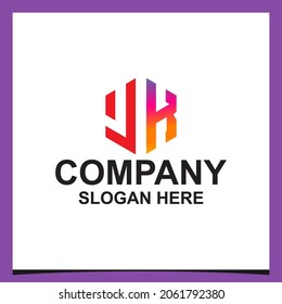logo letter hexagon icon vector jk