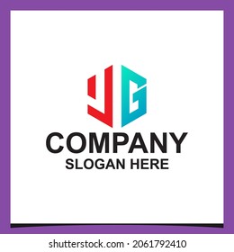 logo letter hexagon icon vector jg