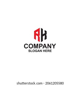 logo letter hexagon rk vector premium