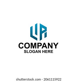 letra de logotipo plantilla de hexágono lp