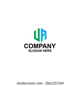 logo letter hexagon up vector premium