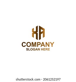 logo letter hexagon xa vector premium