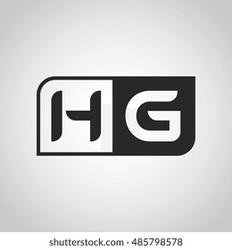 Logo letter HG with two different sides. Negative or black and white vector template design