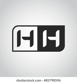 Logo letter HH with two different sides. Negative or black and white vector template design