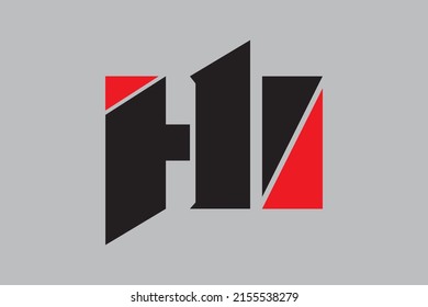 LOGO LETTER HI COLOR RED AND BLACK VECTOR TEMPLATE