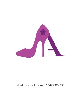 logo letter a with high heels vector design