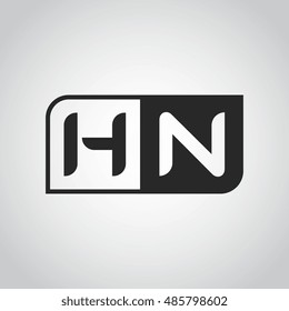 Logo letter HN with two different sides. Negative or black and white vector template design