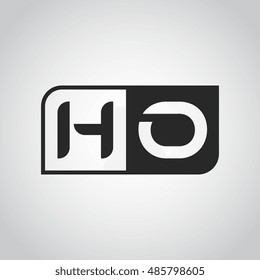 Logo letter HO with two different sides. Negative or black and white vector template design