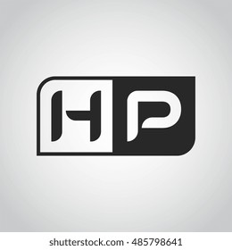 Logo letter HP with two different sides. Negative or black and white vector template design