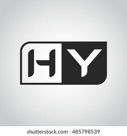 Logo letter HY with two different sides. Negative or black and white vector template design