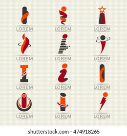 Logo letter i. Element and abstract web Icon vector symbol set. Unusual sign icon and sticker set. Graphic design easy editable for Your design. Modern logotype icon.