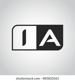 Logo letter IA with two different sides. Negative or black and white vector template design
