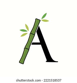 logo letter a with icon bamboo vector design