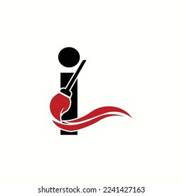 letra de logotipo i con diseño vectorial de escoba de iconos