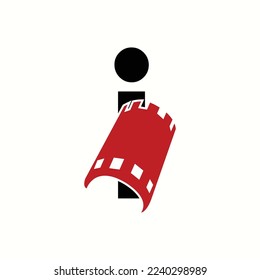 logo letter i with icon cinema vector design
