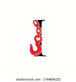 logo letter i with icon crane  vector design