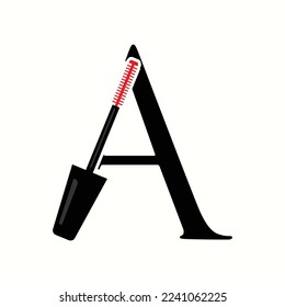 logo letter a with icon mascara brush vector design