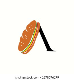 logo letter a with icon sandwich vector design