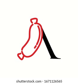 letra de logotipo a con diseño vectorial de salchicha de iconos