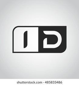 Logo letter ID with two different sides. Negative or black and white vector template design