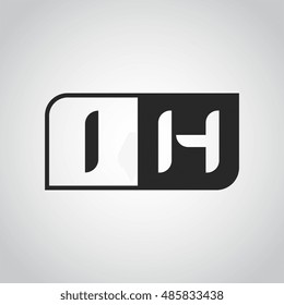 Logo letter IH with two different sides. Negative or black and white vector template design