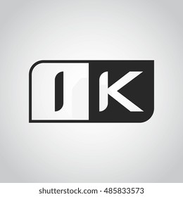 Logo letter IK with two different sides. Negative or black and white vector template design