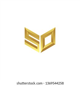 SO Logo letter initial 3d designs templete with gold colors