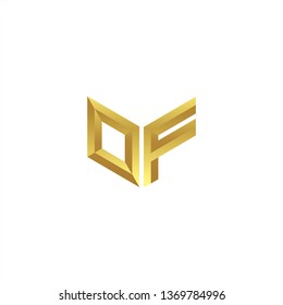 OF Logo letter initial 3d designs templete with gold colors