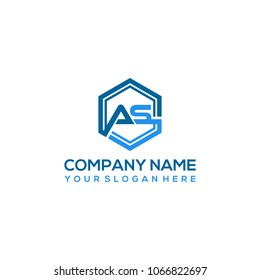 AS logo letter initial, Abstract polygonal Background Logo,