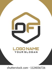 OF logo letter initial, Abstract polygonal Background Logo,