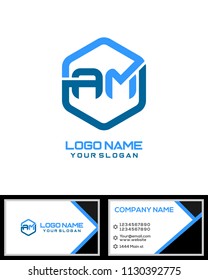 AM logo letter initial, Abstract polygonal Background Logo,