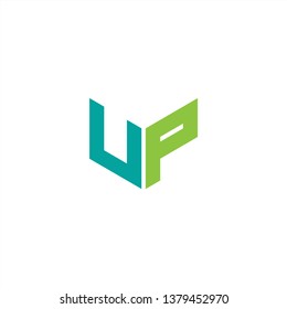 UP Logo Letter Initial With Blue and Green Colors