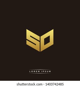 SO Logo Letter Initial Logo Designs Templete with Gold and Black Background