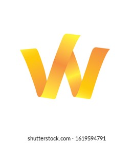 Logo letter initial W ribbon Profesional Gradient