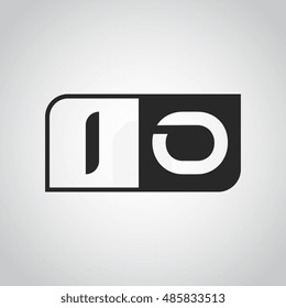 Logo letter IO with two different sides. Negative or black and white vector template design
