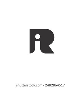 Logo letra IR negro diseño único con fondo en blanco