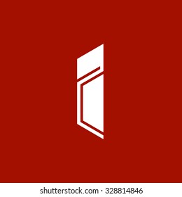 Logo I letter. Isolated on red background. Vector illustration, eps 8.