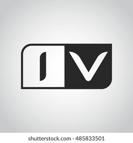Logo letter IV with two different sides. Negative or black and white vector template design