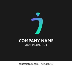 The logo of the letter J with a beautiful gradient aqua blue to purple